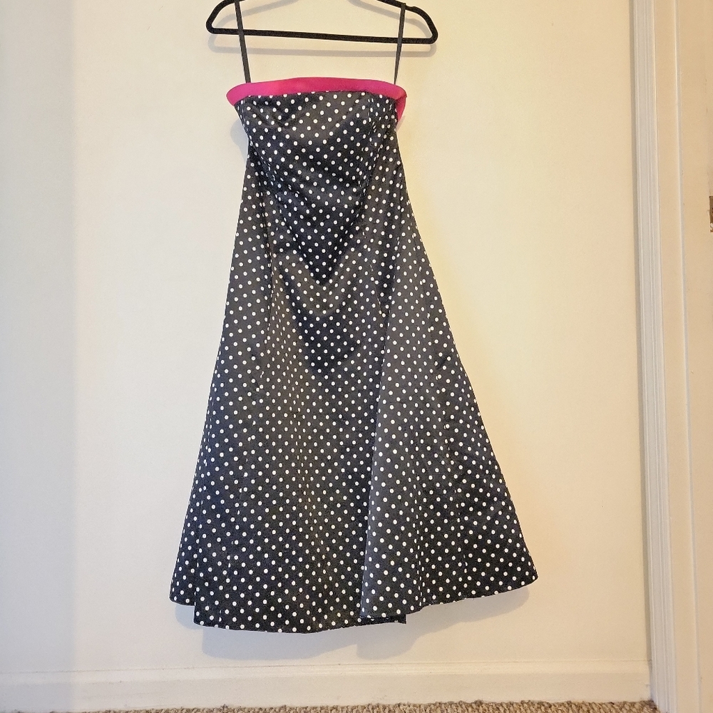 Black dress with white polka dots dress size 8